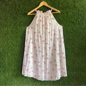 Loft Striped Floral Sleeveless Neck Bow Tie Dress